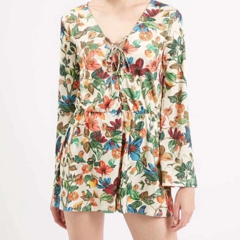 Topshop Floral Lace Up Romper